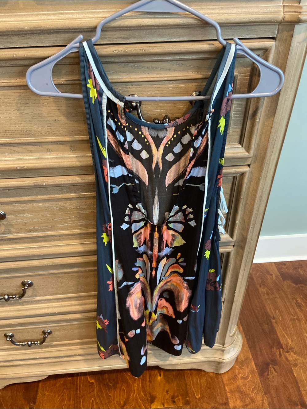 Free People Women's Navy Floral Print Sleeveless Tank Top | Size Small